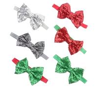 Lurrose Headbands Festive Hair Accessories Christmas 6pcs with Sequin Bowknot Design, Cloth Material, for Special Occasions and Everyday Wear for Infants