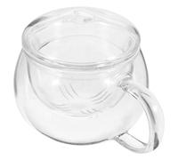 Lurrose Heat Resistant Glass Tea Cup Set with Lid and Strainer, 3pcs Borosilicate Tea Infuser Mug for Loose Leaf Brewing, Suitable for Home and Office Use