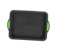 Lurrose Heat-Resistant Silicone Baking Pan Nonstick Mold for Cake Brownies Bread Multi-Function Professional Bakeware Portable Easy-Clean Grey with Green Handle
