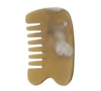 Lurrose Horn Massage Comb Wide Tooth Six-tooth Facial Gua Sha Scraper Tool for Travel Home Office Sensitive Scalp Curly Hair