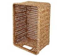 Lurrose Household Plastic Storage Basket with Rattan Weave Design, 34cm Light Coffee Rounded Corner Clothes and Organizer for Bedroom and Bathroom