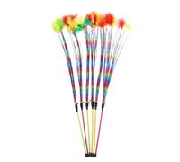 Lurrose Interactive Cat Wand with Colorful Feather and Bell, Plastic Teaser Stick for Playing and Training Your Cat's Natural Instincts, Pet Cat Supplies for Fun and Exercise Random Color