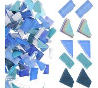 Lurrose Irregular Blue Glass Mosaic Tiles with Highly Polished Finish and Smooth Surface, for DIY Decoration and Housewarming Crafts, Sturdy Glass Fragments for Creative Arts Random Color