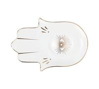 Lurrose Islam Evil Eye Jewelry Tray Hamsa Hand Shaped Vanity Tray Ring Dish Plate for Perfume Jewelry Makeup Toiletries Home Decor Tray White