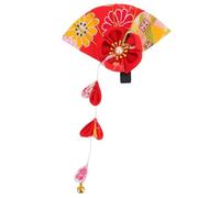 Lurrose Japanese Kimono Hair Clip with Tassel, Red Chinese Floral Hairpin Hair Stick Accessories for Women Girls