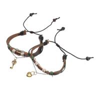 Lurrose Knitting Strap Wrist Couples Adjustable for Chain Bracelet in Brown Leather and Alloy Distinct Design, Unique Fashion Suitable for Special Occasions and Daily Life