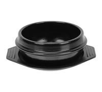 Lurrose Korean Ceramic Bowl Casserole Stew Pot Black Ceramic Cooking Pot with Base Tray Prevents Scalding Natural Ventilation for Home Kitchen Dining