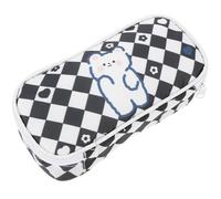 Lurrose Large Capacity Adorable Pen Bag with Lovely Zipper Design Practical Stationery Bag in Black Polyester for Organizing Study Supplies for Adults During Graduation Week