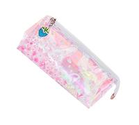 Lurrose Large Capacity Pink Reflective Pen Bag Pencil Pouch Student Stationery Organizer for School and Office
