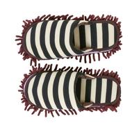 Lurrose Lazy Mop Slippers Cover for Floor Cleaning, Small Coffee Stripe | Chenille Cotton Cloth, Slippers Shape, Anti Skid Design, Home Use, Ceramic Tile and Car Window