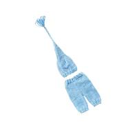 Lurrose Light Blue Knitted Photography Props Handmade Long Tassel Hat Outfit for Newborns Months Adorable Costume for Memorable Photo Shoots and Daily Wear
