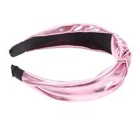 Lurrose Light Pink Knotted Headband Bright Pu Fabric Comfortable Fit Fashionable Solid Color Headwear Accessories for Disco Valentine Thanksgiving Events