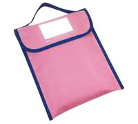 Lurrose Lightweight Nylon Handheld Tote Bag Pink, Large Capacity Book Pouch and File Storage Bag with Name Tag for Students, for Camping and Daily Use