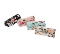 Lurrose Lipstick Cases Lipstick Storage Box with Mirror 4pcs Retro Cloth with Firm Closure and Button on Upper Delicate Flower Printed Makeup Vanity Case for Women