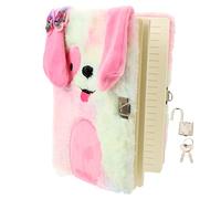 Lurrose Lockable Notebook for Girls with Plush Cover and Smooth Writing Paper Cartoon Style Journal for Creative Writing Boys and Girls Journal