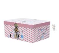 Lurrose Lockable Storage Box with Cute Bunny Design, Desktop Organizer for Cosmetics and Small Change, Metal Storage Case with Combination Password Lock for Home Use