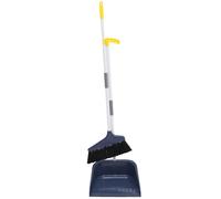 Lurrose Long Handled Dustpan and Brush Set Does Not Damage Floors with Soft Bristles, Plastic and Metal Material, Blue Cleaning Broom and Dustpan Set for Home Flooring