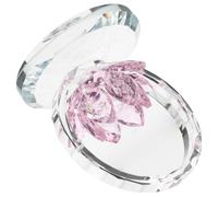 Lurrose Lotus Flower Crystal Figurine Pink Decorative Glass Sculpture Table Centerpiece for Office Study Room Feng Shui Floral Ornament