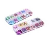 Lurrose Love Heart Nail Art Sequins Set 2 Boxes with Holographic Shining Pieces Nail Glitter Stickers for Manicure Decoration Suitable and DIY Designs