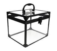 Lurrose Makeup Storage Case with Aluminum Frame, Lockable Crown Jewelry Organizer for Vanity and Travel, Portable Cosmetic Train Box with Keys