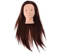 Lurrose Mannequin Head Heat Styling Capability for Hairdressing and Makeup Practice with Brown Hair High Temperature Fiber and Silicone Material, for Beauty Salons and Makeup Training
