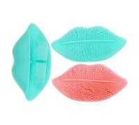 Lurrose Manual Facial Cleansing Brushes Random Color Lightweight 3pcs Silicone Face Scrubber and Lip Shape Exfoliator Brush Set Soft Silicone Material for Makeup Removal and Travel