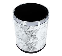 Lurrose Marble Pattern round Plastic Trash Bin Double-layer Waste Container for Home Bathroom Ktv Hotel Kitchen Waste Storage Bucket