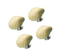 Lurrose Mediterranean Style Ceramic Door Knobs 4Pcs Unique Shell Design for Cupboard and Wardrobe Drawers