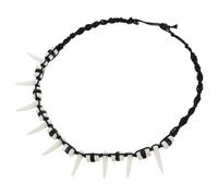 Lurrose Men's Bohemian Wolf Tooth Pendant Necklace Handwoven with Comfortable Plastic Cord for Fashionable and Unique Style, Cool Necklace for Men