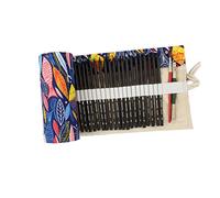 Lurrose Meow Design Canvas Pencil Pouch Storage Organizer Slots Rolling Wrap Pencil Holder Portable Knitting Roll Case Quality Canvas for Artists