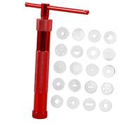 Lurrose Metal Clay Extruder Squeezer Tool Set Red Mold Tips for DIY Pottery and Cake Decorating, Portable Stainless Steel Clay Modelling Tool for Artists and Crafters