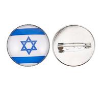 Lurrose Metal Crystal Glass 25mm round Israel Flag Pin Brooch Assorted Color Unique Design Versatile Use Symbolic Flag with Present Box for International Travel Gifting