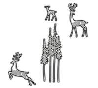 Lurrose Metal Cutting Dies Iron Elk and Tree Embossing Dies Christmas 2pcs with Delicate Cutting Edge Silver Safe to Touch for Paper Crafts and Decorating Photos for DIY Card Making