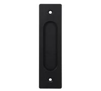Lurrose Metal Recessed Sliding Door Handles, 5.9x1.6in Rectangular Recessed Door Pulls Hardware, Easy Installation with Mounting Screws for Closet Cabinet Black