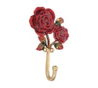 Lurrose Metal Rose Wall Hook - Vintage Floral Decorative Coat Hangers for Bathroom Bedroom Entryway - Red Flower Wall Mounted Hook for Coat Hat Keys