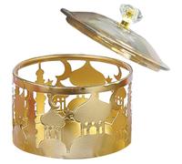 Lurrose Middle Eastern Arabian Eid Mubarak Candy Tray Lid Tea Serving Tray Ramadan Dried Fruit Plate Snack Storage Dessert Display Stand Islam Muslim Party Decor