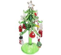Lurrose Mini Crystal Christmas Tree Figurine Snowman and Santa Claus Ornaments, Glass Holiday Tabletop Decoration for Home and Office, Small Xmas Tree Statue for Desktop and Dining Table