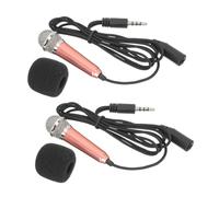 Lurrose Mini Portable Microphones with Sponge and Polyester for Phone and Computer 2pcs Simple to Use Human Voice, Lightweight Stainless Steel Recording Microphone for Asmr and Singing