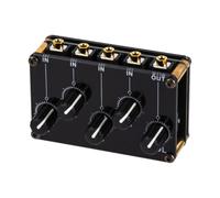 Lurrose Mini Stereo Line Mixer with Independent Volume Knobs Passive Circuit Design High Sound Quality Portable Audio Mixer for Home Studio and Live Audio Control