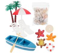 Lurrose Miniature Beach Style Ornament Set 10 Pieces with Shells, Summer Cake Decorations, Dollhouse Accessories for Micro Landscape and ’s Play