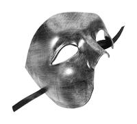 Lurrose Multi-function Lightweight Half Face Mask in Silver Abs with Straps, Decorative Suitable for Birthday and Balls, Portable Halloween Party Accessory