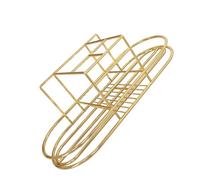 Lurrose Multi-functional Wall-mounted Toothbrush Holder and Cup Storage Rack, Gold Iron Bathroom Organizer for Toothbrushes and Toothpaste, Suitable for Shower and Vanity Countertop Use