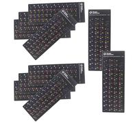 Lurrose Multilingual Keyboard Stickers 10 Sheets for Laptop Replacement - Russian Hebrew English Keycap Labels with Black Matte Background, Multi-Language Typing Keyboard Repair Decals