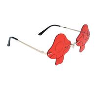 Lurrose Mushroom Shaped Sunglasses with Red PC and Metal Frame for Men and Women Irregular Design Summer Eyewear for Daily Life Wearing and Street Photo
