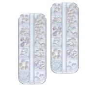 Lurrose Nail Charms Set and Coconut Tree Pieces Pearls Seashells 2 Boxes Ocean Themed with Sea Star in 12-grid Resin Box for DIY Summer Beach Nail Art and Daily Wear Manicure