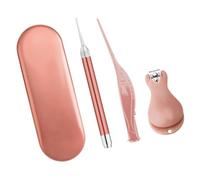 Lurrose Nail Clipper Set with Rose Gold Finish Stainless Steel Nail Cutter and Eyebrow Tweezers Metal Manicure Kit Suitable