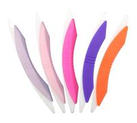Lurrose Nail Files with Delicate Texture Design Curved Shaped 5pcs Double-Ended Plastic Practical Acrylic Nail Buffering Tools for Manicure Pedicure