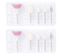 Lurrose Nail Polishing Head Kit Suitable for Manicurists and Beginners White Plastic Material, Includes 2 Boxes 5pcs Each Nail Art Tool for Professional and Personal Use