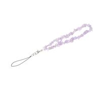 Lurrose Natural Crystal Bead Design Phone Lanyard with Pink Quartz Stone Chips Handmade Mobile Phone Wrist Chain for Women Decorative Charm