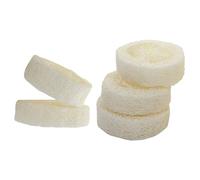 Lurrose Natural Loofah Soap Holder 5pcs Set with Soap Base Tray 5-7cm Diameter X 1cm Thick Exfoliating Bath Scrubber Pads for Bathroom and Kitchen Cleaning